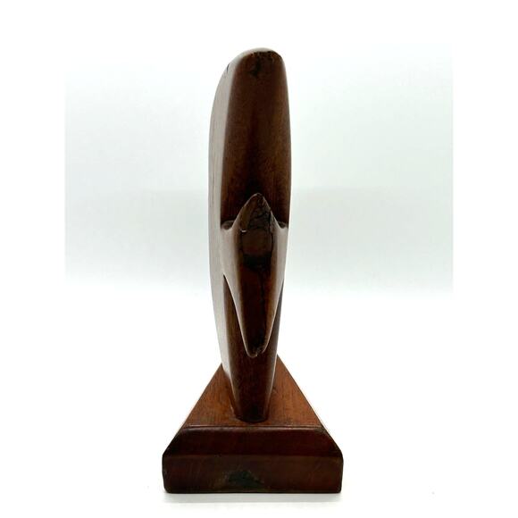 Vintage Handcarved Wood Angel Fish on Base 7" Tall - Picture 4 of 10